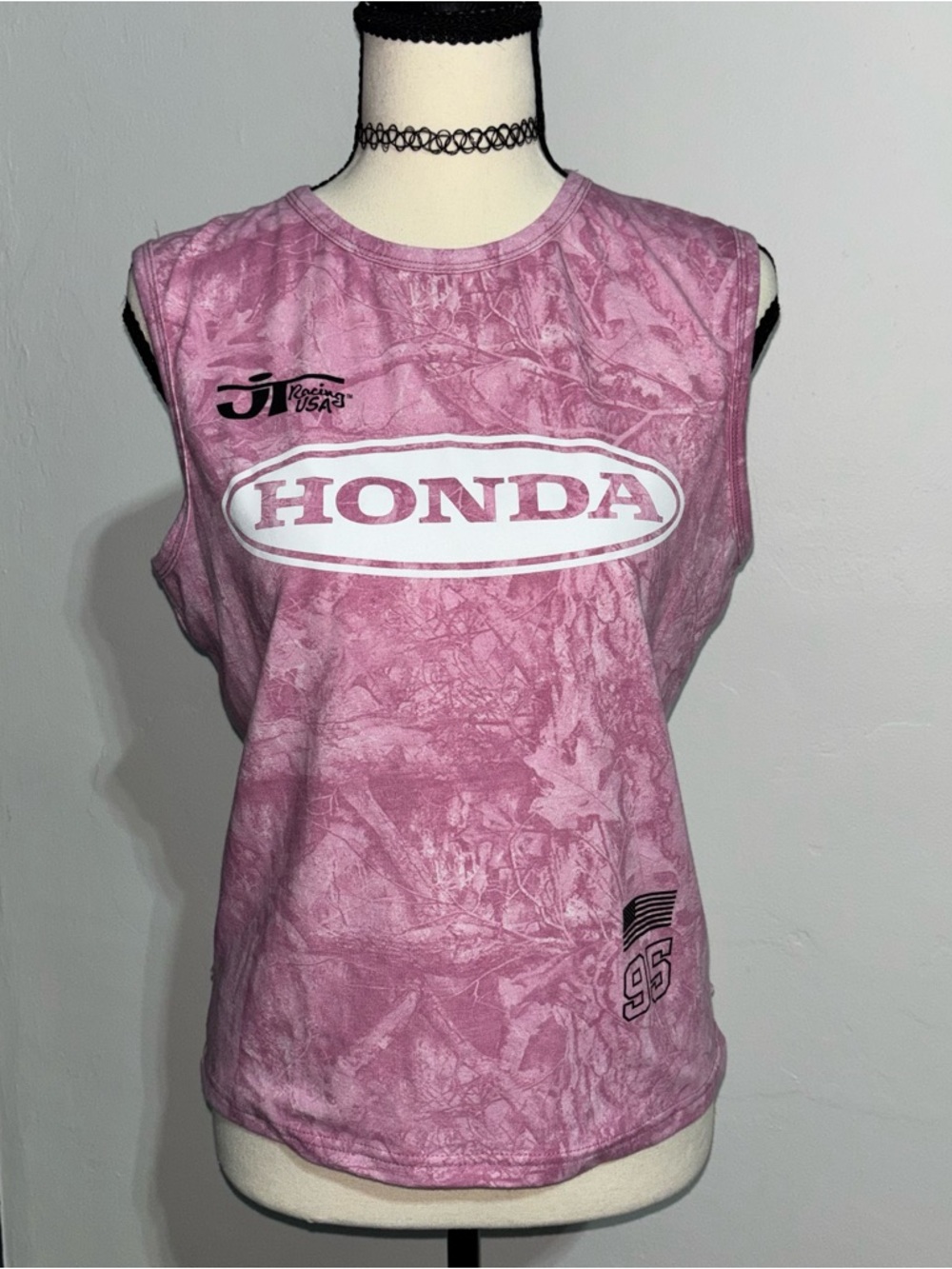 Honda Racing Pink Camo Cutout Back Tank L